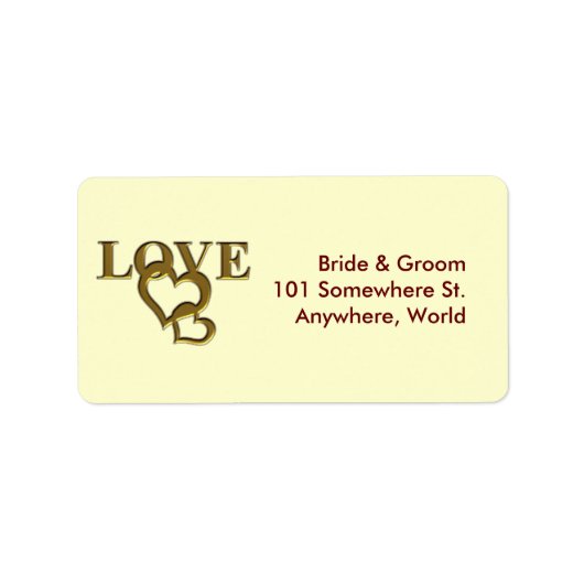 Gold Love and Hearts Signature Adresetiketten Etiket (Voorkant)