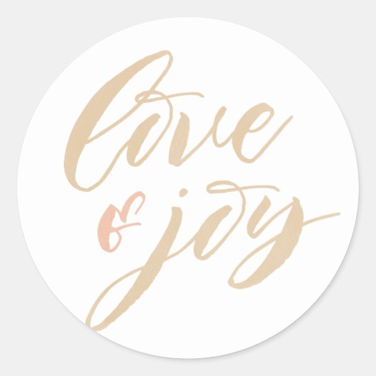 Gold Love and Joy Round Sticker (Voorkant)