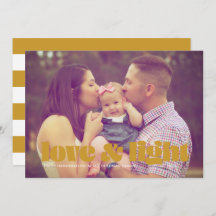 Gold Love and Light Single Photo Hanukkah Kaart