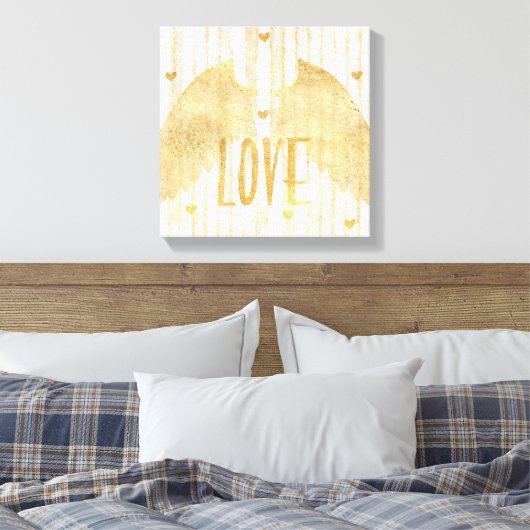 Gold Love Angel Wings Canvas Afdruk (Insitu (Slaapkamer))