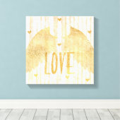 Gold Love Angel Wings Canvas Afdruk (Insitu (Houten vloer))