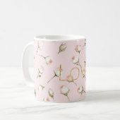Gold Love Blush Pink Rose Floral Koffiemok (Voorkant links)