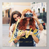 Gold Love Brush Script Overlay Couple Couple Photo Folie Afdrukken (Voorkant)