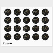 Gold Love Doves Zwart Bruiloft Sticker / Label (Vel)