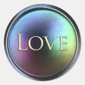 Gold Love Envelope Seal Dark Iridescent Ronde Sticker (Voorkant)
