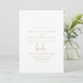 Gold Love Fancy Script Spanish Wedding Kaart (Staand voorkant)