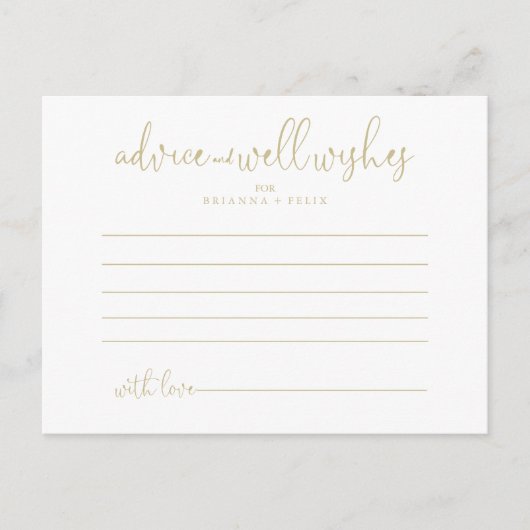 Gold Love Fancy Script Weddenvice Card Briefkaart (Voorkant)