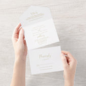 Gold Love Fancy Script Wedding All In One Uitnodiging (Afscheurbaar)
