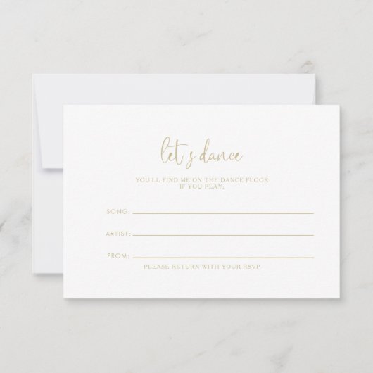 Gold Love Fancy Script Wedding Song Request Card RSVP Kaartje (Voorkant)