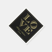 Gold LOVE grafische tekst Napkins DIY Black BG Servetten (Hoek)