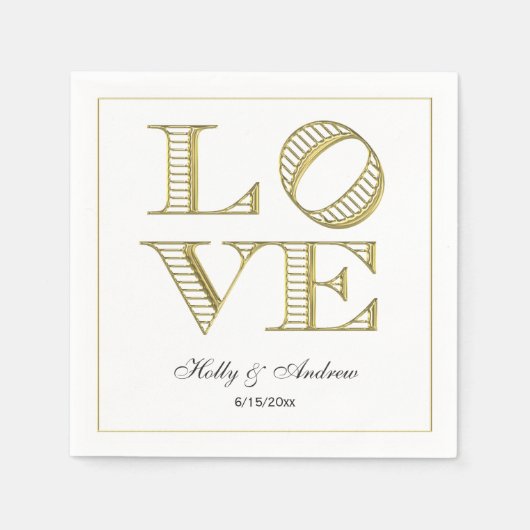 Gold LOVE Graphic Text Napkins Servet (Voorkant)