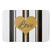 Gold Love Heart Black Gold White Stripes Bath Mat (Voorkant)