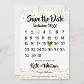 Gold Love Heart Calendar Save The Date (Voorkant)