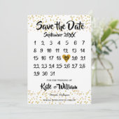 Gold Love Heart Calendar Save The Date (Staand voorkant)