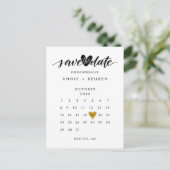 Gold Love Heart Calendar Save the Date Aankondigingskaart (Staand voorkant)