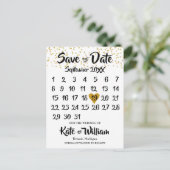 Gold Love Heart Calendar Save the Date Briefkaart (Staand voorkant)