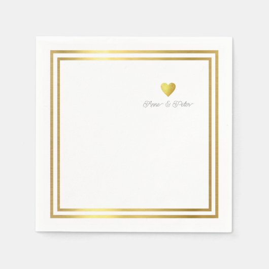 Gold Love Heart Custom Napkins Servet (Voorkant)
