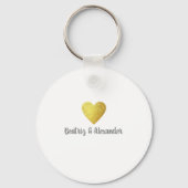 Gold Love Heart met Bride & Groom Initialen Sleutelhanger (Achterkant)