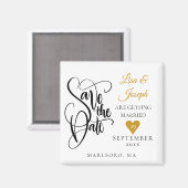 Gold Love Heart Save the Date Magneet (Voorkant / Achterkant)