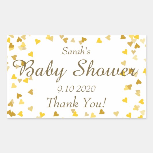 Gold Love Hearts Baby shower / Sprinkle / Couples Rechthoekige Sticker (Voorkant)