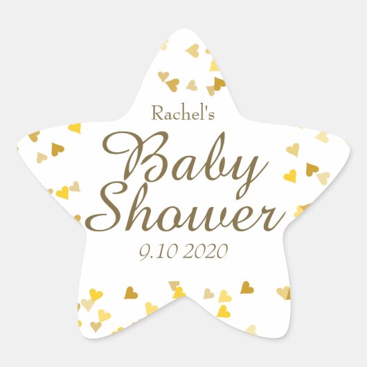 Gold Love Hearts Baby shower / Sprinkle / Couples Ster Sticker (Voorkant)