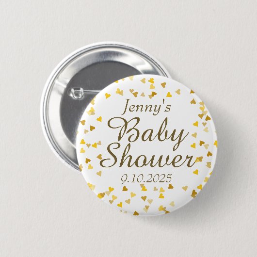 Gold Love Hearts Baby shower / Sprinkle Ronde Button 5,7 Cm (Voorkant /achterkant)
