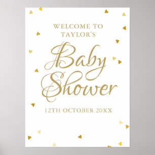 Gold Love Hearts Baby shower / Sprinkle Welcome Poster