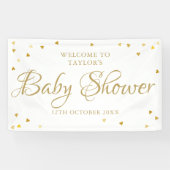 Gold Love Hearts Baby shower Sprinkle Welkom Spandoek (Horizontaal)