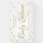 Gold Love Hearts Baby shower Sprinkle Welkom Spandoek (Verticaal)