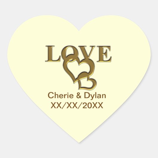 Gold Love Hearts Bruiloft Paar Hart Stickers (Voorkant)