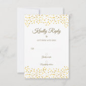 Gold Love Hearts Confetti Elegant Chic RSVP (Voorkant)