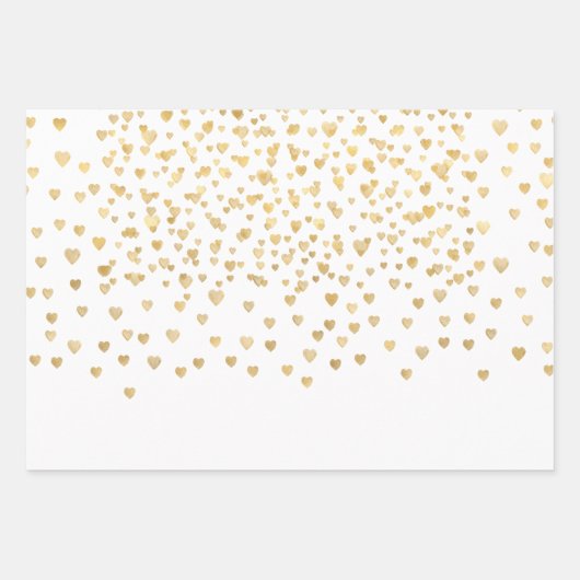Gold Love Hearts Inpakpapier Vel (Voorkant 2)