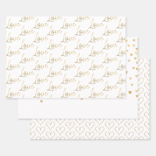Gold Love Hearts Inpakpapier Vel (Set)