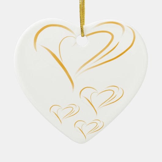 Gold Love Hearts Keramisch Ornament (Voorkant)