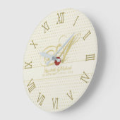 Gold Love Hearts Monogram Weddenschap Gift Passen  Grote Klok (Hoek)