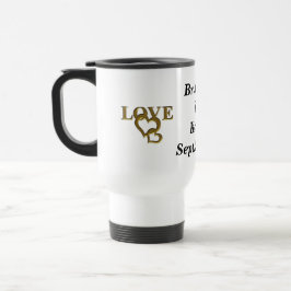 Gold Love Hearts, Names and Date Wed Travel Mug Reisbeker