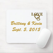 Gold Love Hearts, Names and Dates Wedding Mousepad Muismat (Met muis)