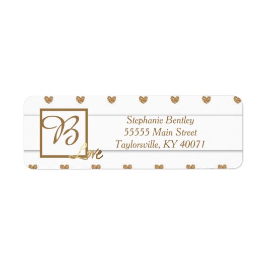 Gold Love Hearts Weduwen Return Label (Voorkant)