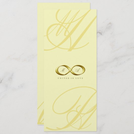 Gold Love Infinity Hand Clasp Logo Wedding Invite Kaart (Voorkant / Achterkant)