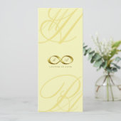 Gold Love Infinity Hand Clasp Logo Wedding Invite Kaart (Staand voorkant)
