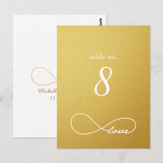 Gold Love Infinity Weddenking Table Nummerkaarten Briefkaart (Voorkant / Achterkant)