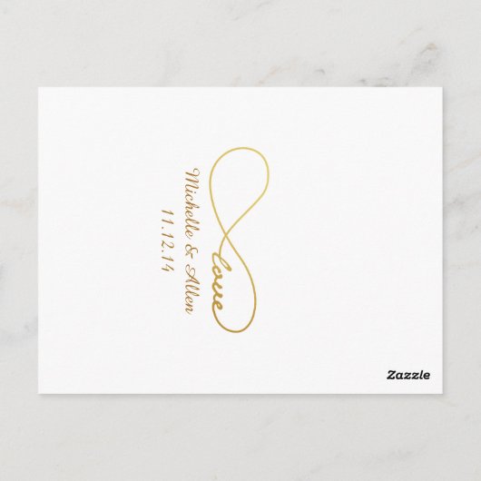 Gold Love Infinity Weddenking Table Nummerkaarten Briefkaart (Achterkant)