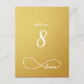 Gold Love Infinity Weddenking Table Nummerkaarten Briefkaart (Voorkant)