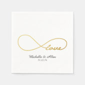 Gold Love Infinity Wedding Paper Napkins Set Servetten (Voorkant)