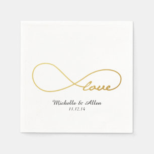 Gold Love Infinity Wedding Paper Napkins Set Servetten