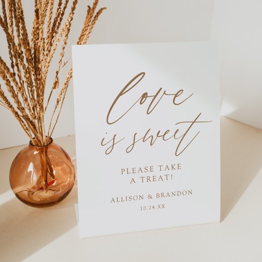Gold Love is Sweet, alsjeblieft, neem een Treat. Reclamebord Met Voetstuk