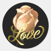 Gold Love met Peach Roos Ronde Sticker (Voorkant)