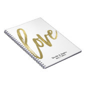 Gold LOVE Modern Brush Script Weddenschappen Plann Notitieboek (Rechterzijde)