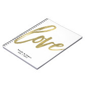 Gold LOVE Modern Brush Script Weddenschappen Plann Notitieboek (Linkerzijde)