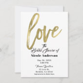 Gold LOVE Modern Brush Script Wedding Kaart (Voorkant)